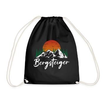 Bergsteiger Design Berg mit Sonne und Wald - Turnbeutel - Schwarz - Vorne