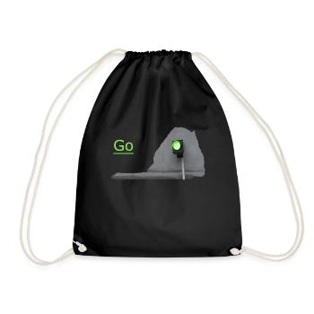 The traffic light glows green in front of the gray - Drawstring Bag - black - Front