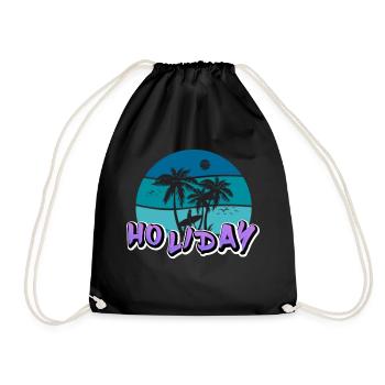 Motif shirt "HOLIDAY" #4 - Drawstring Bag - black - Front