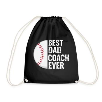 Best Dad Coach Ever Funny Baseball Sport Lovers - Drawstring Bag - black - Front