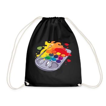 Paint palette n°2 - Drawstring Bag - black - Front
