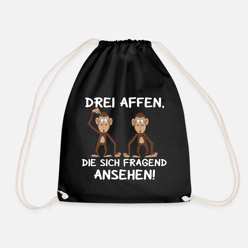 Drei Affen - Turnbeutel - Schwarz