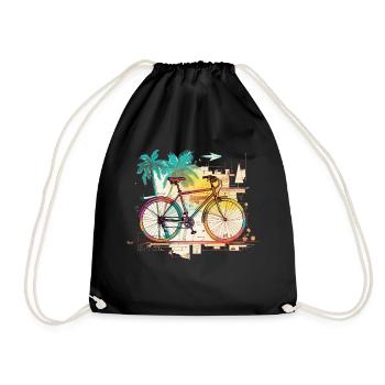 Künstlerisches Retro Fahrrad Vintage style - Turnbeutel - Schwarz - Vorne