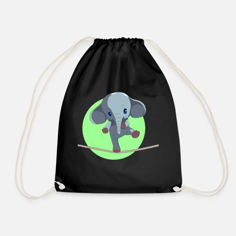 Tightrope Walker Elephant Loco Animal Squad - Drawstring Bag - black