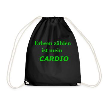 Erbsen zählen ist mein Cardio Shirt Geschenk - Turnbeutel - Schwarz - Vorne