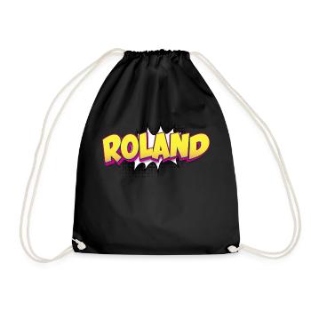 Roland Benutzerdefinierter Name Comic-Buch-Stil Pop-Art, - Turnbeutel - Schwarz - Vorne