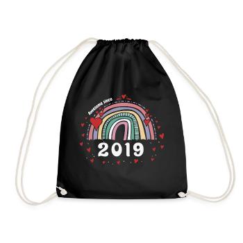 Cute Rainbow Awesome 2019 - 4. Geburtstag mit - Turnbeutel - Schwarz - Vorne