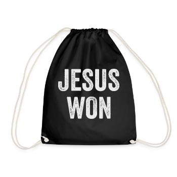 Jesus Won Religious Christian Jesus Holy Cross - Drawstring Bag - black - Front