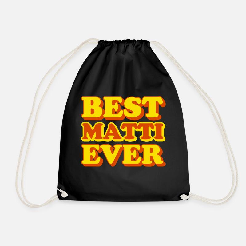 Matti first name, funny gift - Drawstring Bag - black