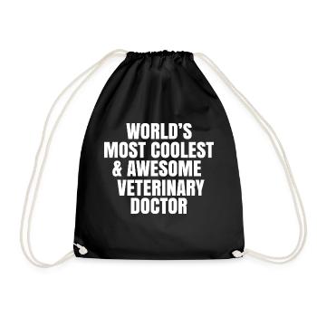 World's most coolest and awesome veterinary doctor - Drawstring Bag - black - Front