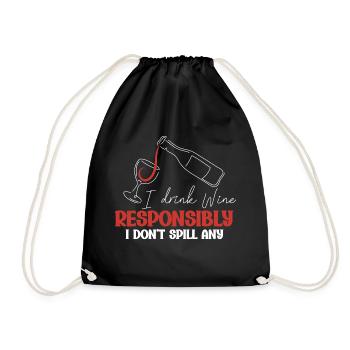 I drink wine responsibly, I - Drawstring Bag - black - Front
