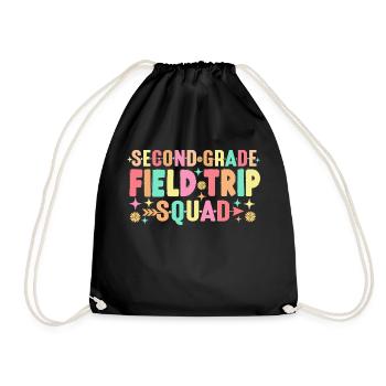2nd Second Grade Field Trip Squad Matching - Drawstring Bag - black - Front