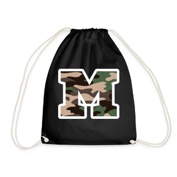 lettre M camouflage militaire-idée cadeau - Sac de sport léger - noir - Devant