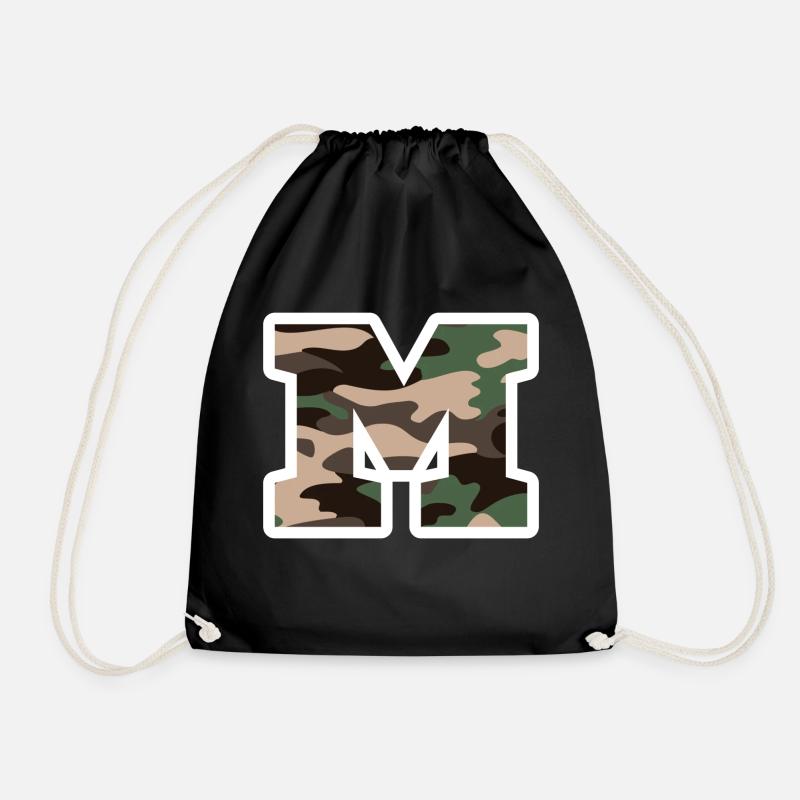lettre M camouflage militaire-idée cadeau - Sac de sport léger - noir