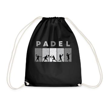 Black/White Padel Silhouette - Drawstring Bag - black - Front