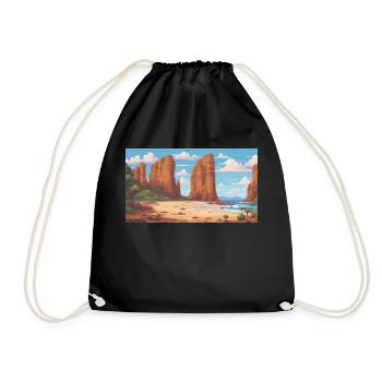 Great Ocean Road, Australia - Pixel Art - Drawstring Bag - black - Front