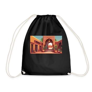 Marrakesch, Marokko - Pixel Art - Turnbeutel - Schwarz - Vorne