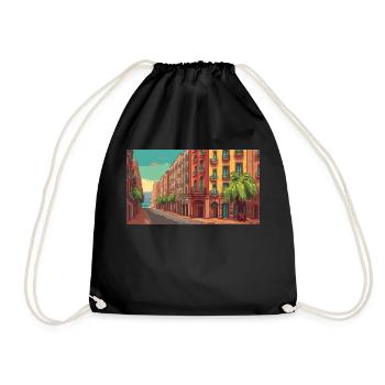 Barcelona, Spain - Pixel Art - Drawstring Bag - black - Front