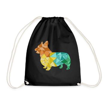 CORGI geometrisch bunt - Turnbeutel - Schwarz - Vorne