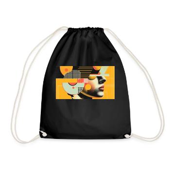 Geometric facial play - Drawstring Bag - black - Front