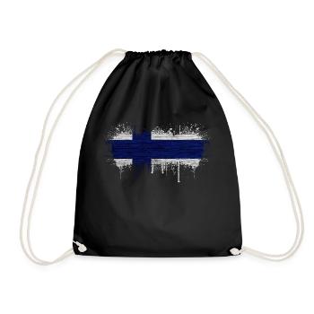 Finland Suomi helsinki scandinavia viking fine FIN - Drawstring Bag - black - Front