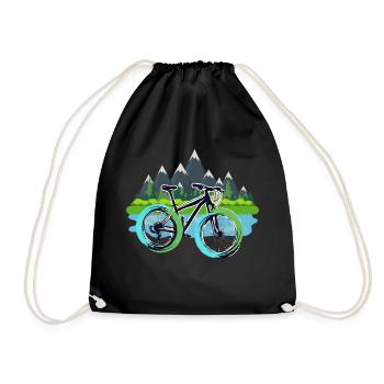 Mountain Bike T-Shirt - Outdoor Mugs Bags Bike - Drawstring Bag - black - Front