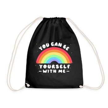 You Can Be Yourself With Me - LGBTQ Ally - Pride - Drawstring Bag - black - Front