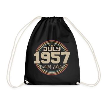 1957 Geburtstag Juli 1957 Geschenk Juli 1957 - Turnbeutel - Schwarz - Vorne