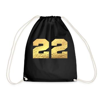 Numéro 22 paillettes doré - 22e anniversaire - Sac de sport léger - noir - Devant