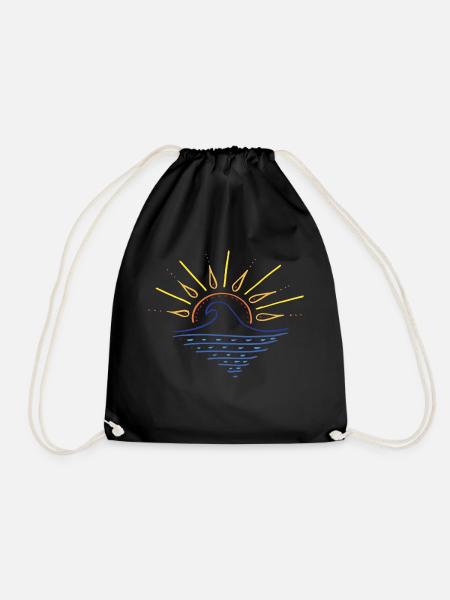 Sunset Wave - Drawstring Bag - black