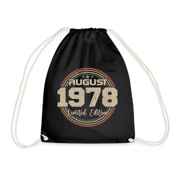 Jahrgang Jahrgang August 1978 Geburtstagsgeschenk 1978 - Turnbeutel - Schwarz - Vorne