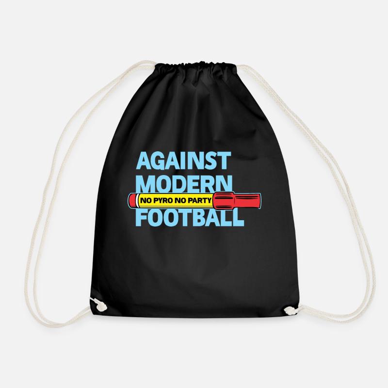 Against Modern Football No Pyro No Party - Drawstring Bag - black