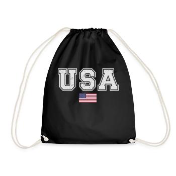 TEAM USA amerikanische Flagge Fahne unter Schrift - Turnbeutel - Schwarz - Vorne