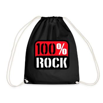 100 % Prozent Rock Heavy Metal Musik Text Logo Fun - Turnbeutel - Schwarz - Vorne
