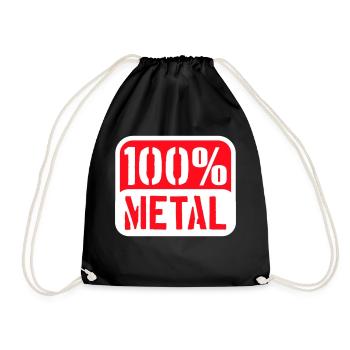 100 % Prozent Heavy Metal Musik Stempel Text Logo - Turnbeutel - Schwarz - Vorne