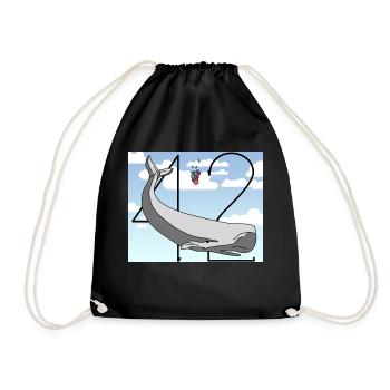 H2G2 Fan Art. Sperm whale and petunia falling. 42 - Drawstring Bag - black - Front