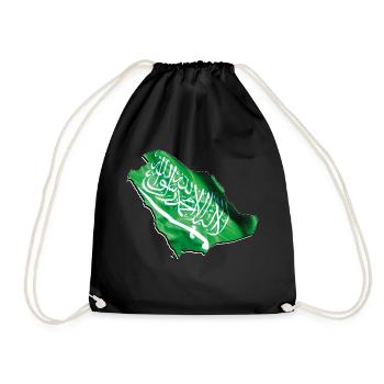 Saudi Arabia Flag in Saudi Arabia Map - Drawstring Bag - black - Front