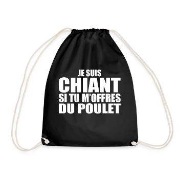 Man Who Adores: Chicken. Funny Design Humor - Drawstring Bag - black - Front