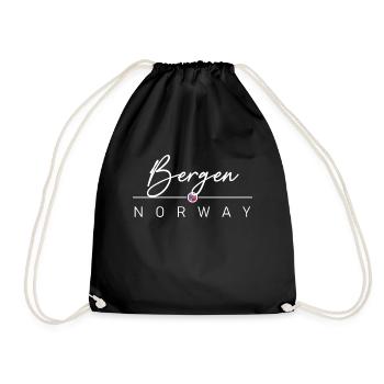 Norwegen - Bergen - Norge - Norway - Drawstring Bag - black - Front