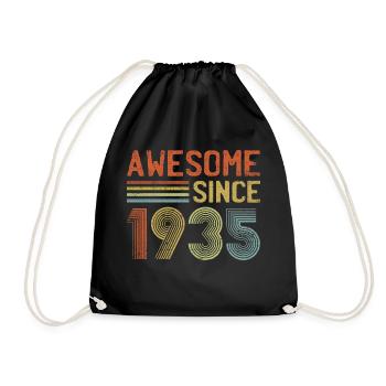 Awesome Since 1935" – Vintage Retro Birthday - Drawstring Bag - black - Front