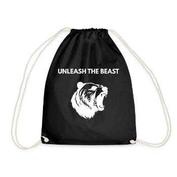 "Unleash the Beast Gym Shirt | Fitness T-Shirt mit - Turnbeutel - Schwarz - Vorne