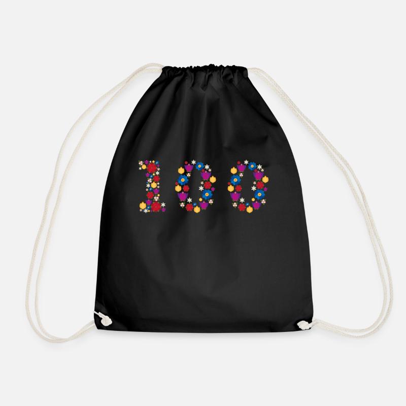 Flowers 100 - Drawstring Bag - black