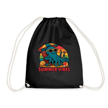 Summer vibes - Estival Chill Octopus - Drawstring Bag - black - Front
