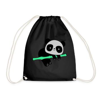 Pandabär - Turnbeutel - Schwarz - Vorne