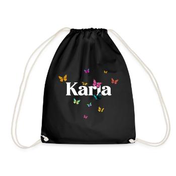 KARLA - Schöner Mädchen Name mit bunten Schmetterl - Turnbeutel - Schwarz - Vorne