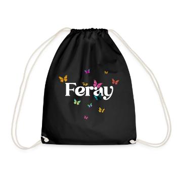 FERAY - Beautiful Girl Name with Butterflies - Drawstring Bag - black - Front