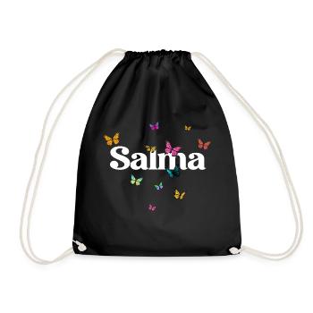 SALMA - Beautiful Girl Name with Colorful Smash - Drawstring Bag - black - Front