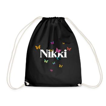 NIKKI - Beau nom de fille avec des éclats colorés - Sac de sport léger - noir - Devant