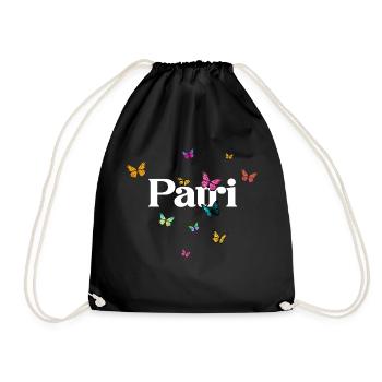 PARI - Beautiful girl's name with colorful smash - Drawstring Bag - black - Front