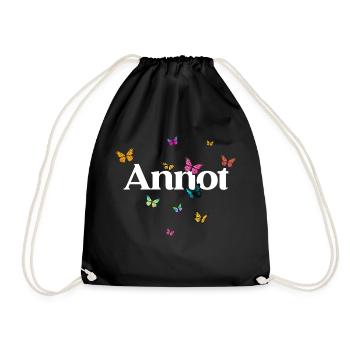 ANNOT - Beautiful Girl Name with Butterflies - Drawstring Bag - black - Front